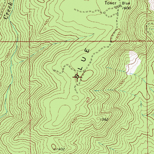 Topographic Map of Blue Ridge, OR