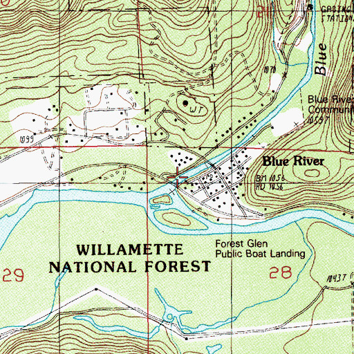 Topographic Map of Blue River, OR