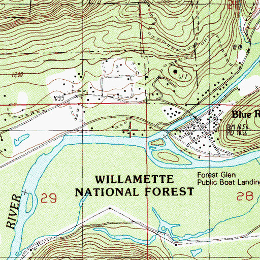 Topographic Map of Blue River, OR