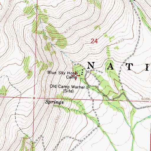 Topographic Map of Blue Sky Hotel Camp (historical), OR
