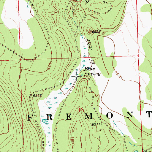 Topographic Map of Blue Spring, OR