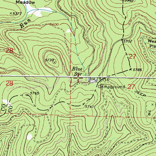 Topographic Map of Blue Spring, OR