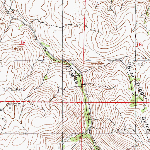 Topographic Map of Blue Trigger Gulch, OR