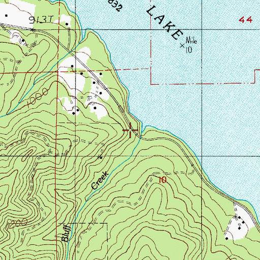 Topographic Map of Bluff Creek, OR