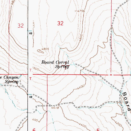 Topographic Map of Board Corral Spring, OR