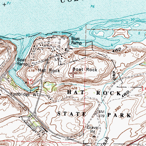 Topographic Map of Boat Rock, OR