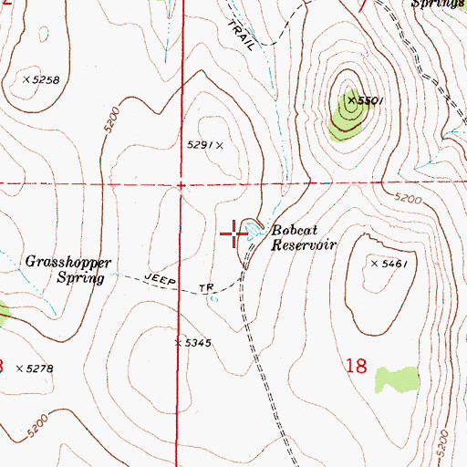 Topographic Map of Bobcat Reservoir, OR