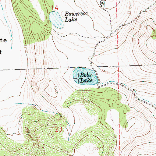 Topographic Map of Bobs Lake, OR