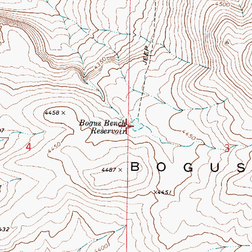 Topographic Map of Bogus Bench Reservoir, OR