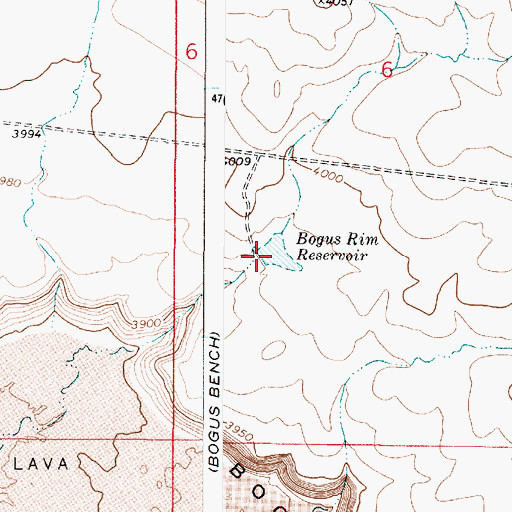 Topographic Map of Bogus Rim Reservoir, OR