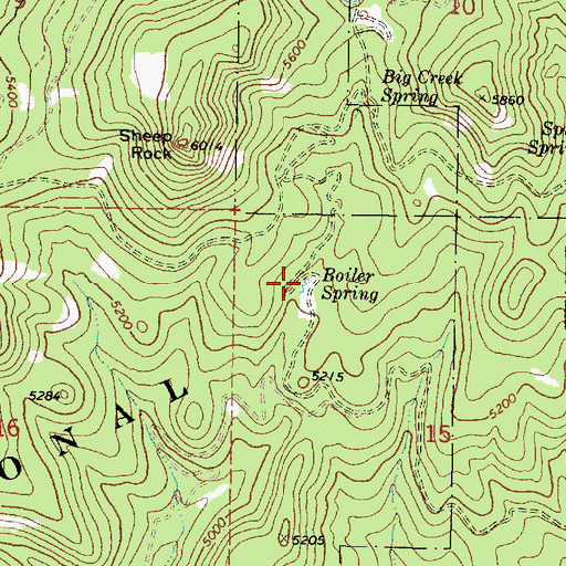 Topographic Map of Boiler Spring, OR
