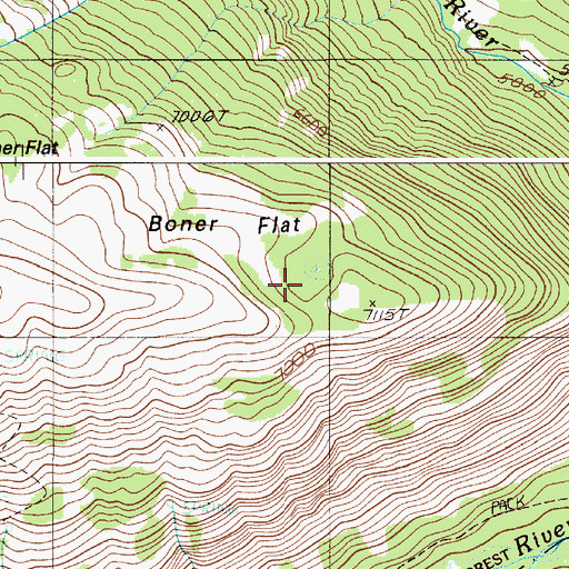 Topographic Map of Boner Flat, OR