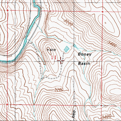 Topographic Map of Boney Basin, OR