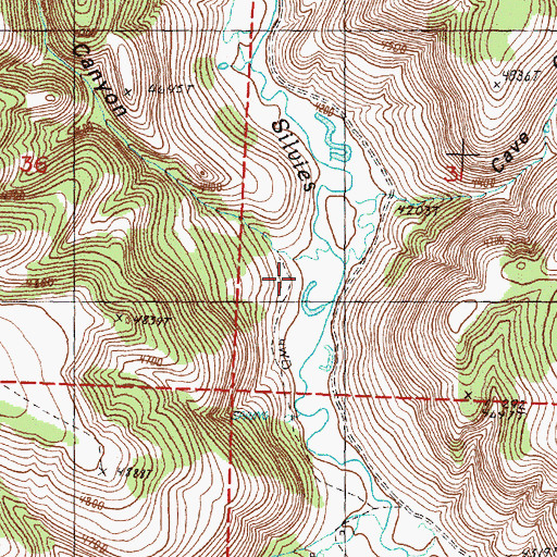 Topographic Map of Boone Canyon, OR