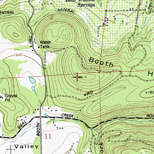 Topographic Map of Booth Hill, OR