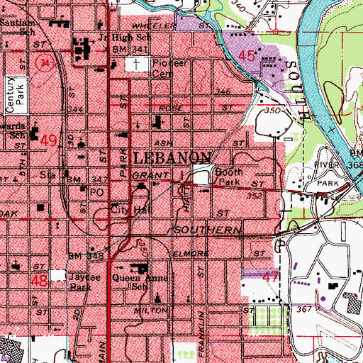 Topographic Map of Booth Park, OR