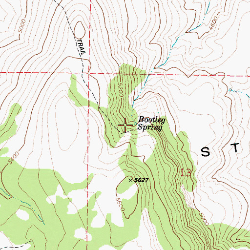 Topographic Map of Bootleg Spring, OR