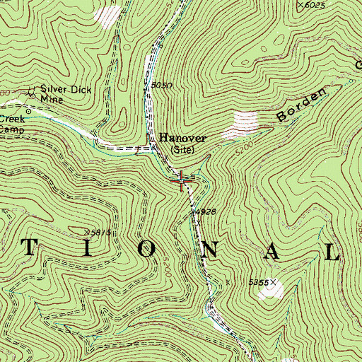 Topographic Map of Borden Gulch, OR