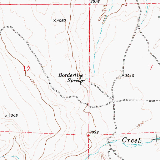 Topographic Map of Borderline Spring, OR