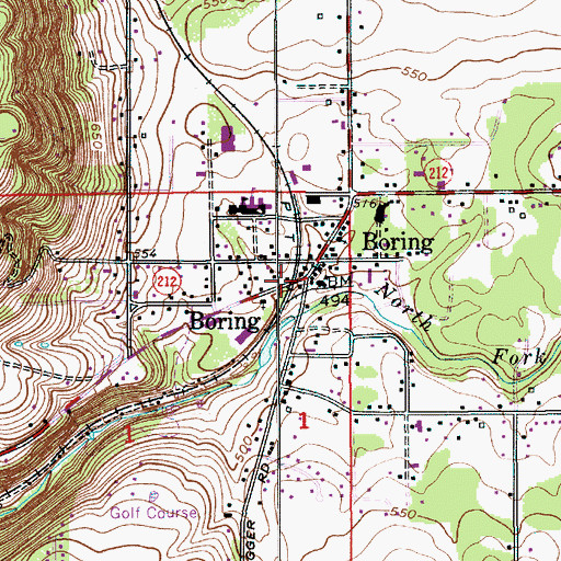 Topographic Map of Boring, OR