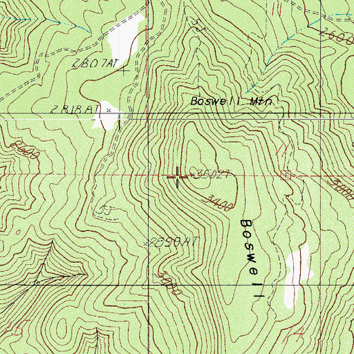 Topographic Map of Boswell Mountain, OR