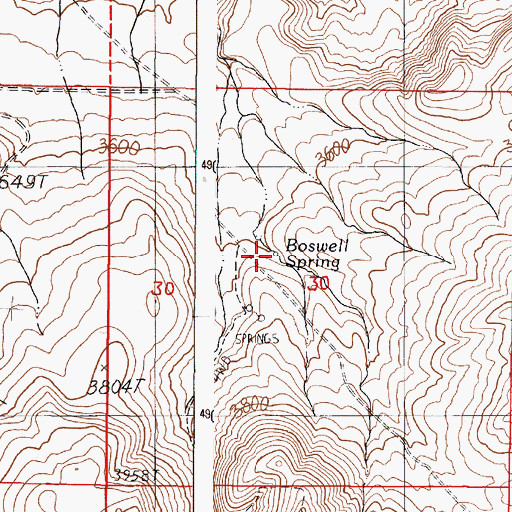 Topographic Map of Boswell Spring, OR