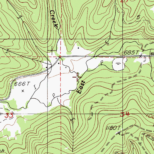 Topographic Map of Bottger Creek, OR