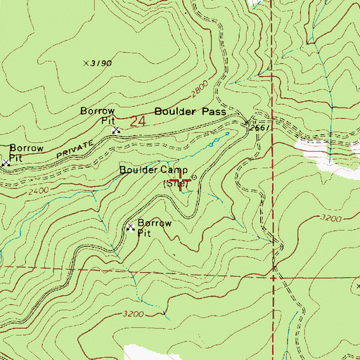 Topographic Map of Boulder Camp, OR