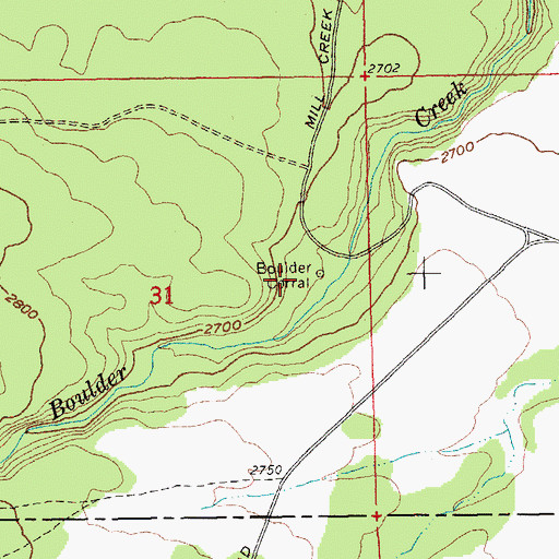 Topographic Map of Boulder Corral, OR