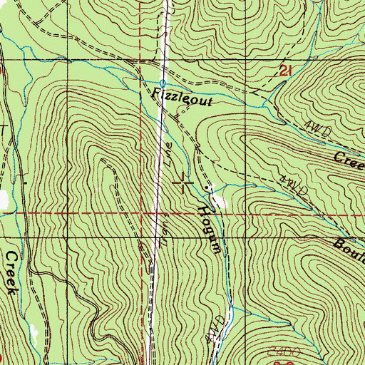 Topographic Map of Boulder Creek, OR