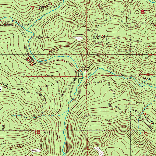 Topographic Map of Boulder Creek, OR