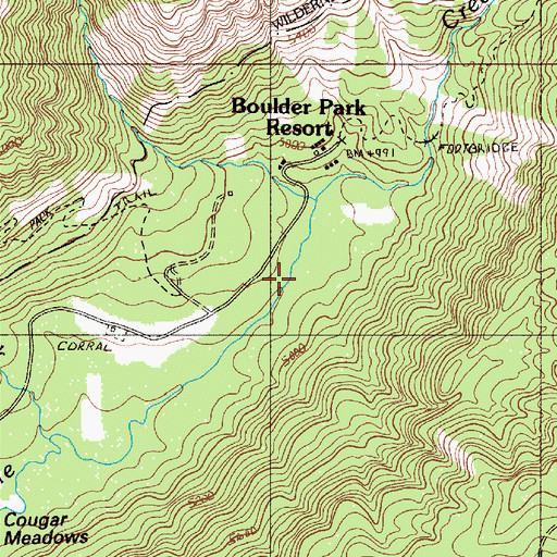 Topographic Map of Boulder Creek, OR