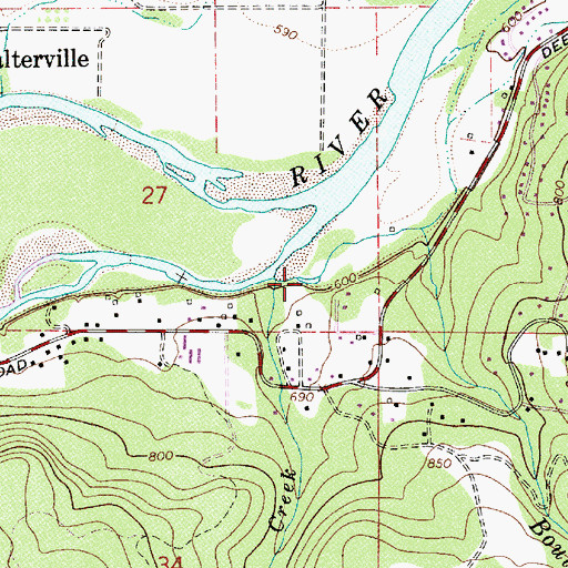 Topographic Map of Boulder Creek, OR