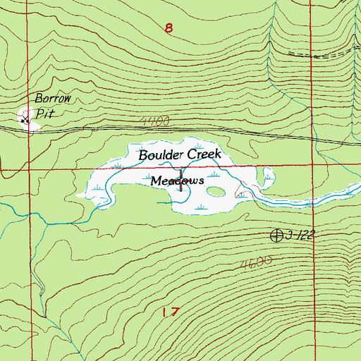 Topographic Map of Boulder Creek Meadows, OR