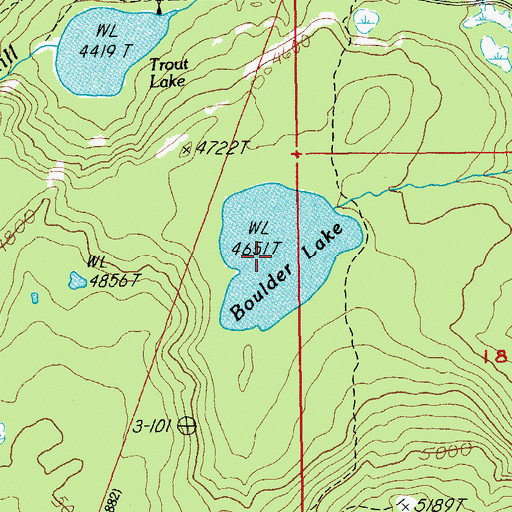 Topographic Map of Boulder Lake, OR