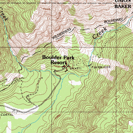Topographic Map of Boulder Park Resort (historical), OR