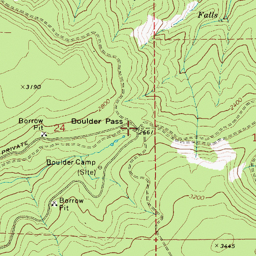 Topographic Map of Boulder Pass, OR