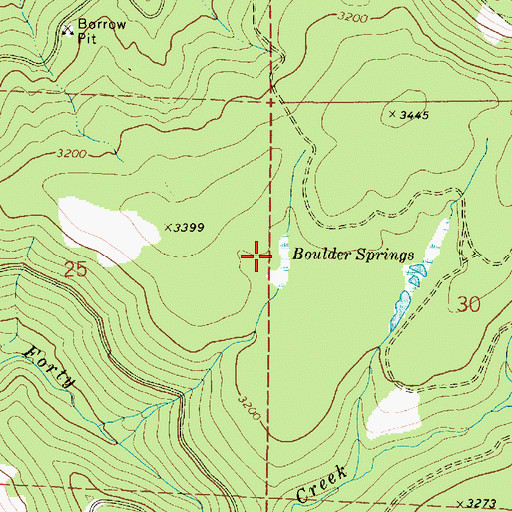 Topographic Map of Boulder Springs, OR