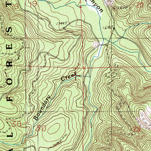 Topographic Map of Boundary Creek, OR