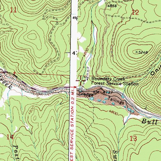 Topographic Map of Boundary Creek Forest Service Station, OR