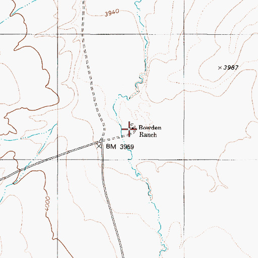 Topographic Map of Bowden Ranch, OR