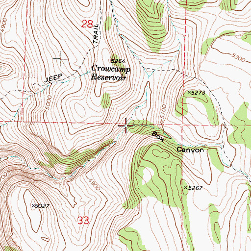 Topographic Map of Box Canyon, OR