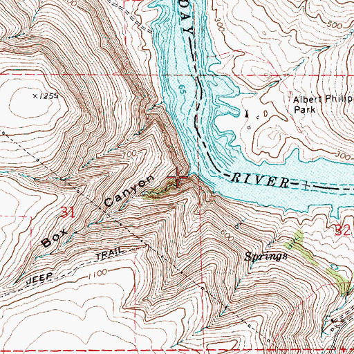 Topographic Map of Box Canyon, OR