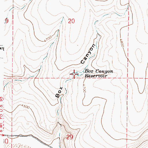 Topographic Map of Box Canyon Reservoir, OR