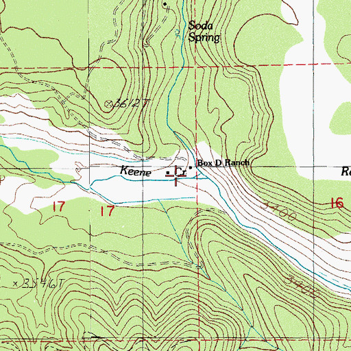 Topographic Map of Box D Ranch, OR