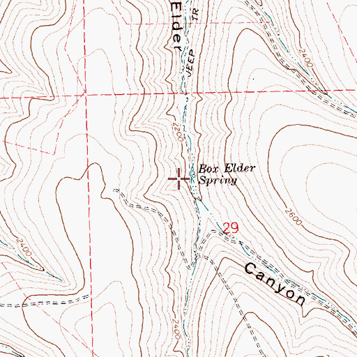 Topographic Map of Box Elder Spring, OR