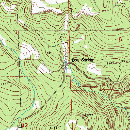 Topographic Map of Box Spring, OR
