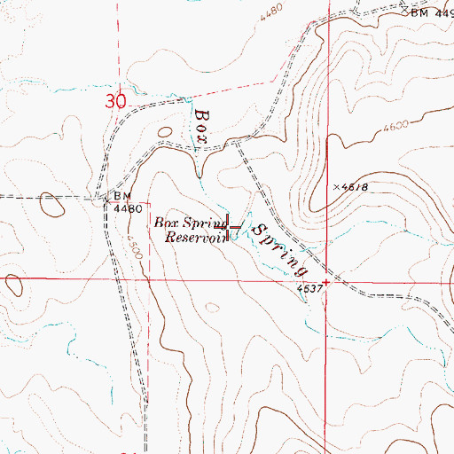 Topographic Map of Box Spring Reservoir, OR
