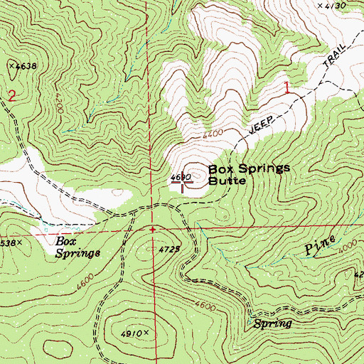 Topographic Map of Box Springs Butte, OR
