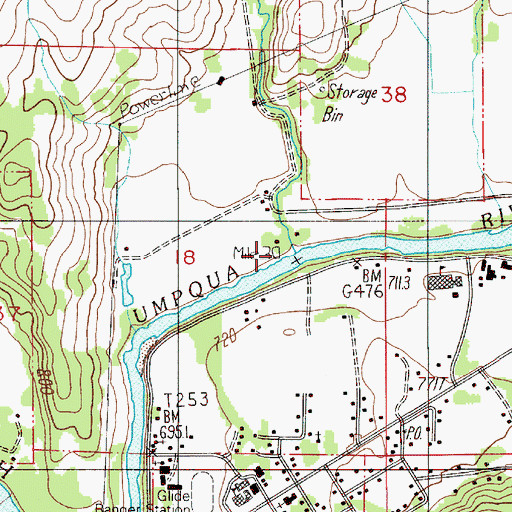 Topographic Map of Bradley Creek, OR